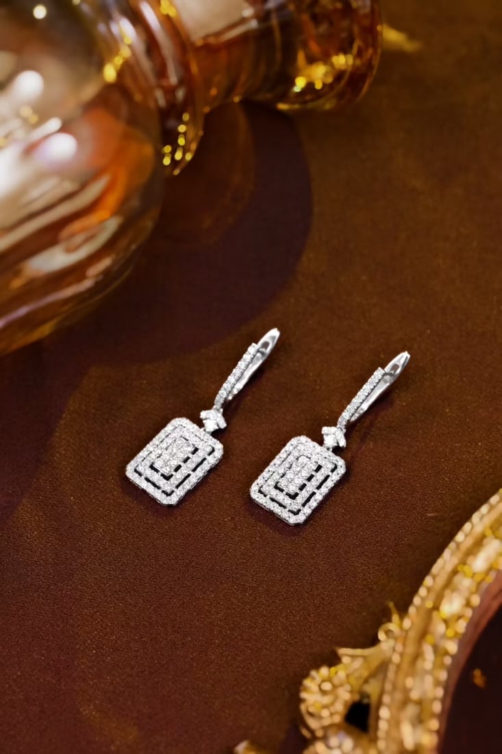 14k Gold 0.8 Ct Natural H Diamond Earrings - 2