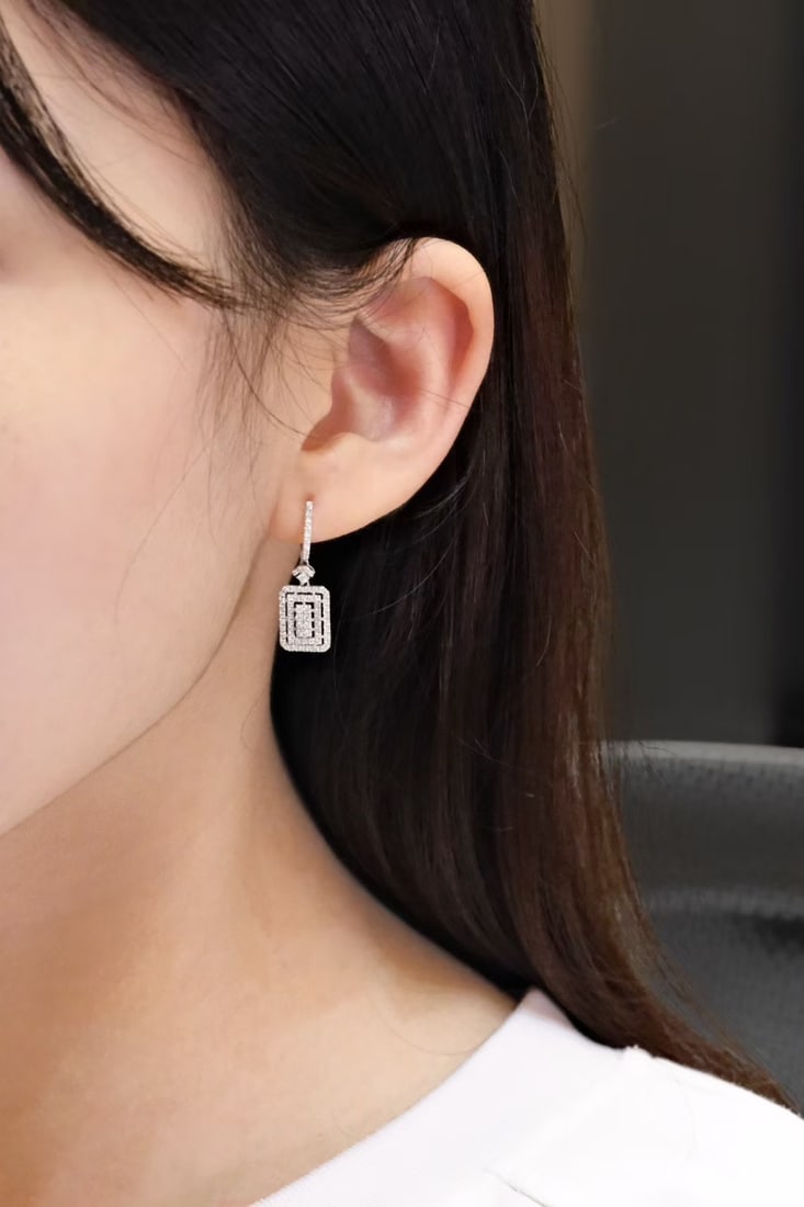 14k Gold 0.8 Ct Natural H Diamond Earrings - 6