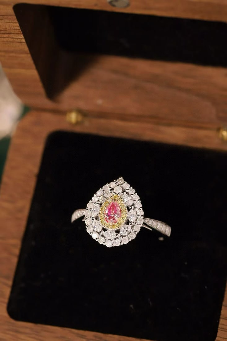 14k Gold 0.78 Ctw Natural Pink Diamond & Diamond Ring - 5