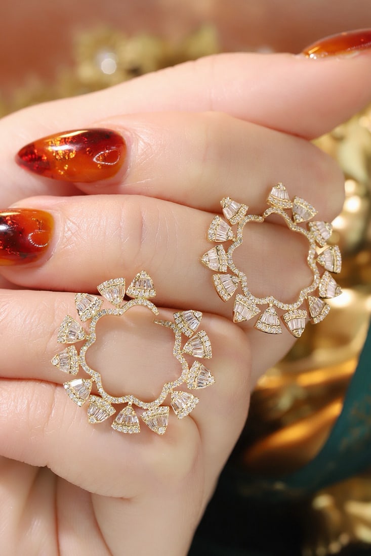 14k Gold 1.2 Ct Natural H Diamond Earrings - 4