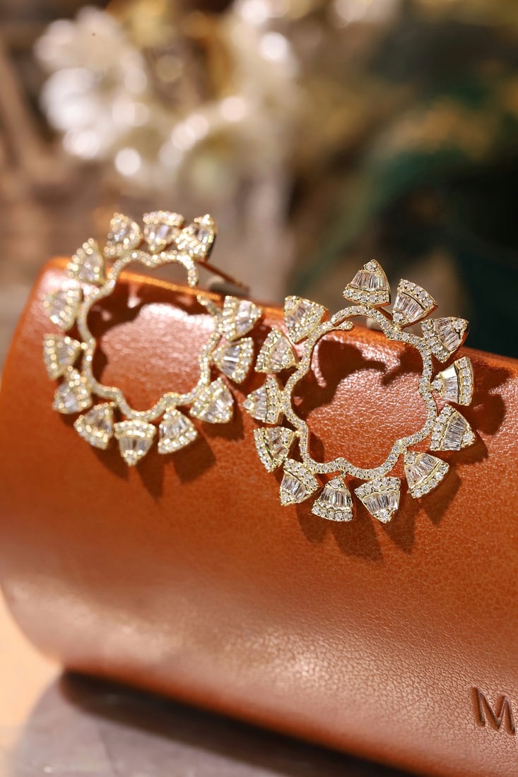 14k Gold 1.2 Ct Natural H Diamond Earrings - 8