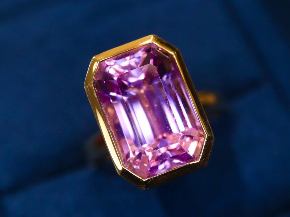 14k Gold 8.50 Ct Natural Kunzite Ring - 6