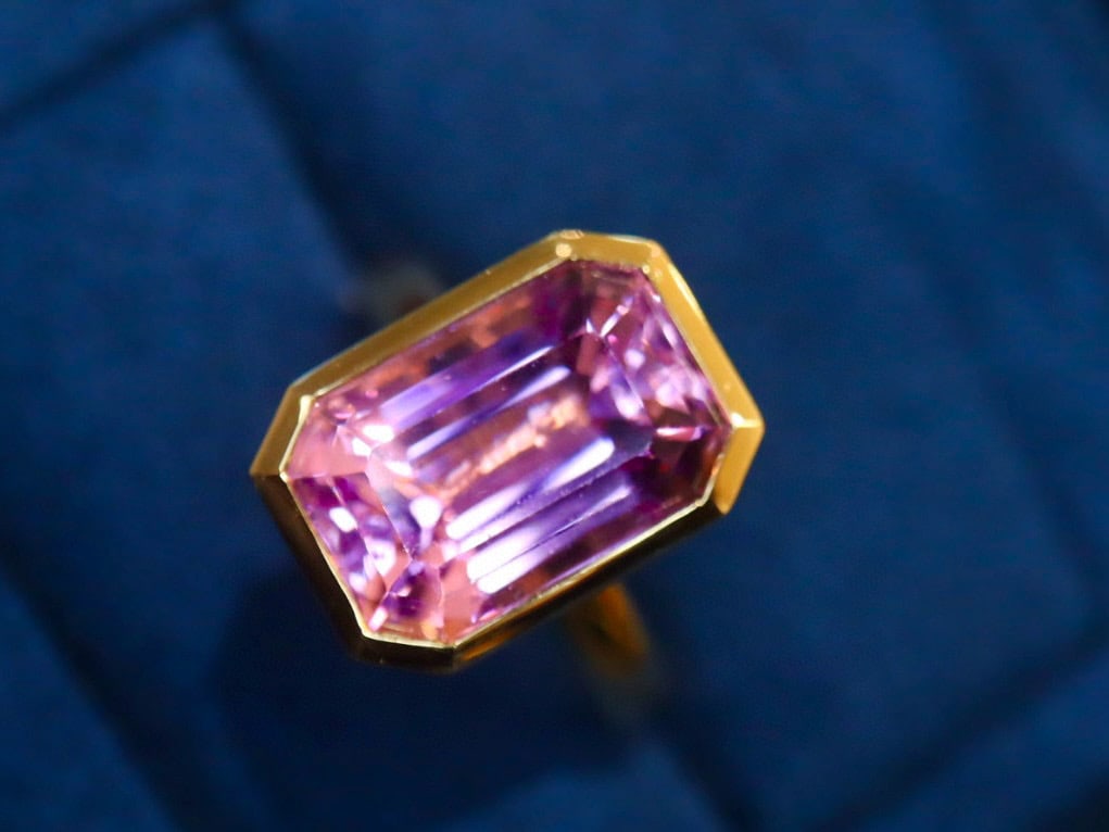 14k Gold 8.50 Ct Natural Kunzite Ring - 7