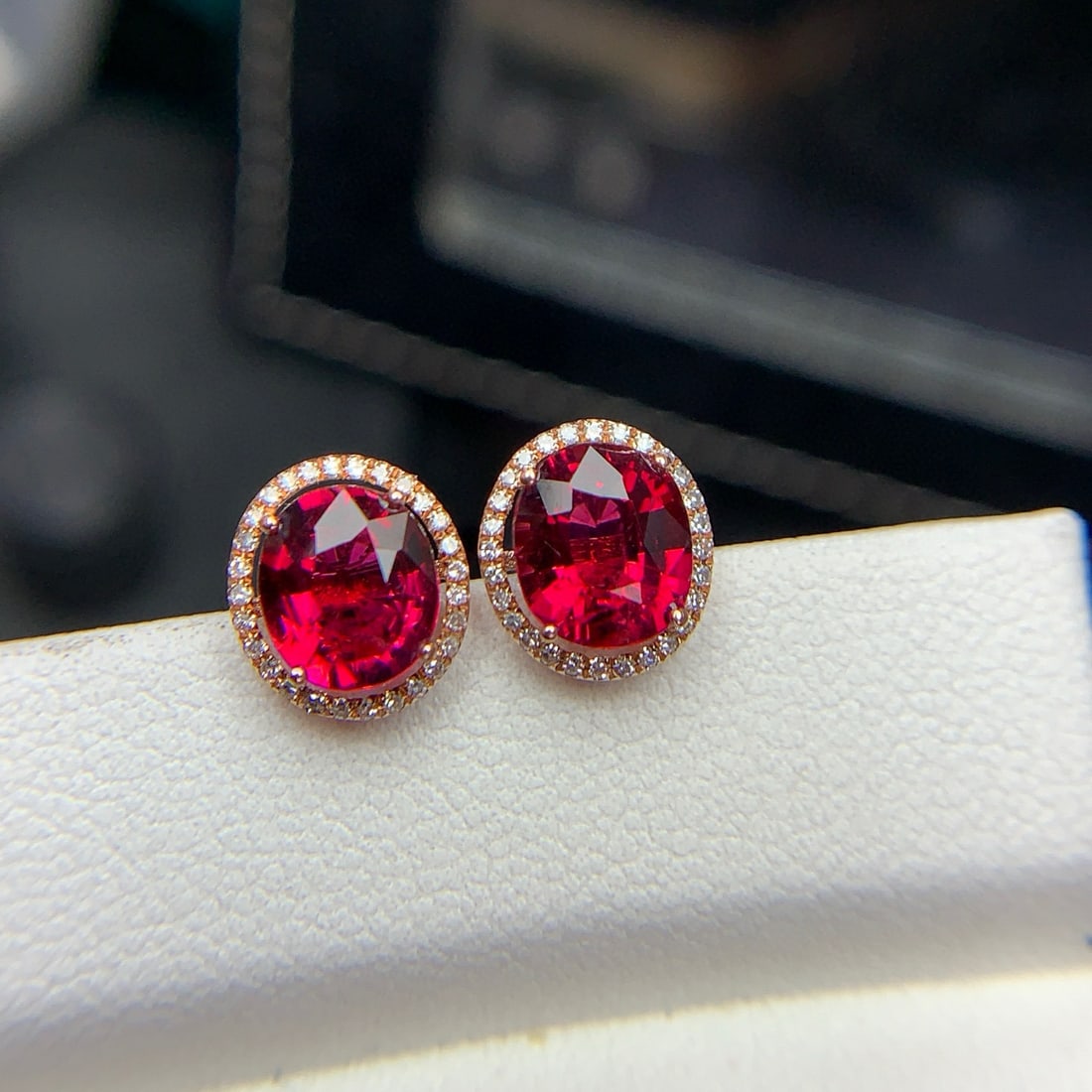 14k Gold 2.3 Ct Natural Tourmaline & Diamond Earrings - 4