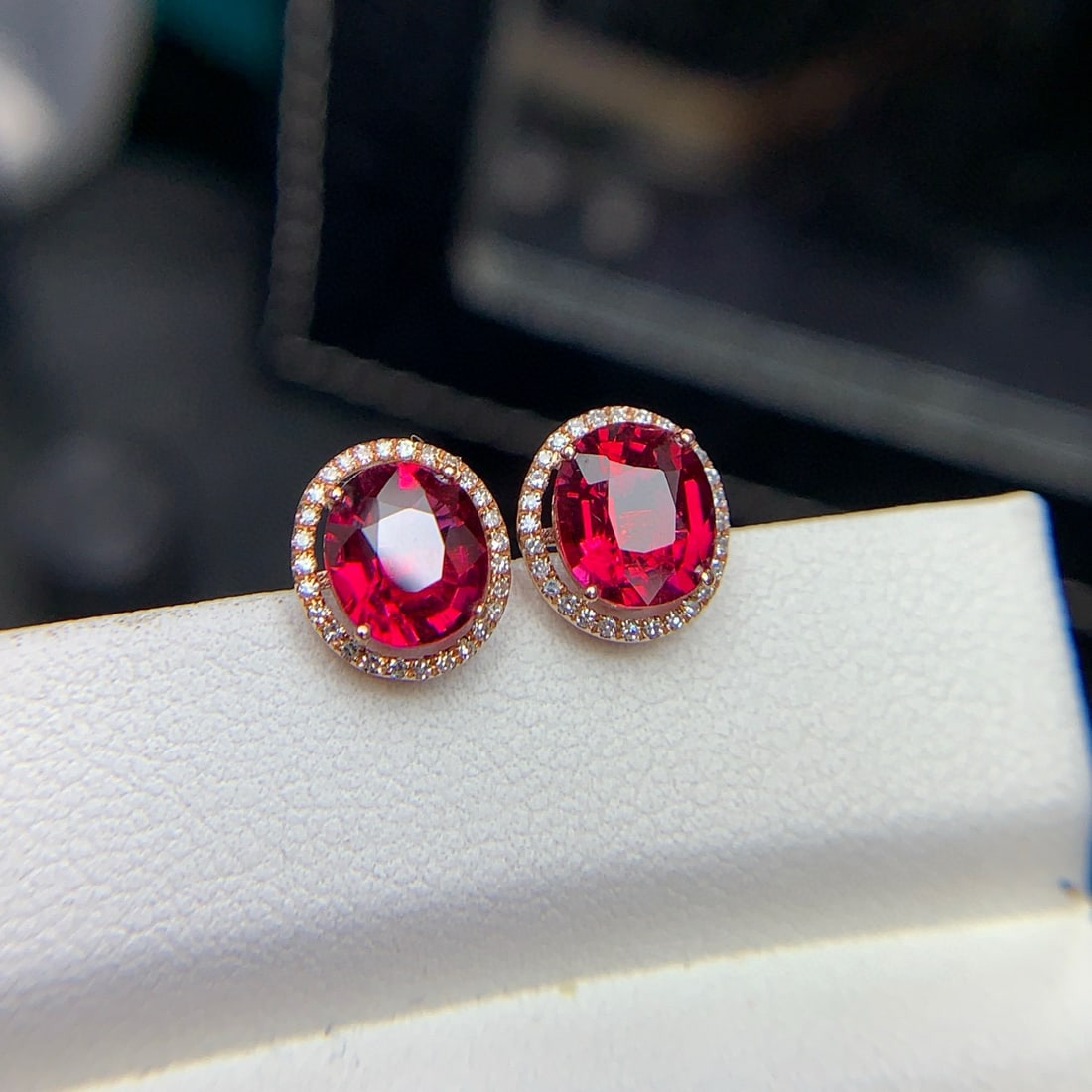 14k Gold 2.3 Ct Natural Tourmaline & Diamond Earrings - 5