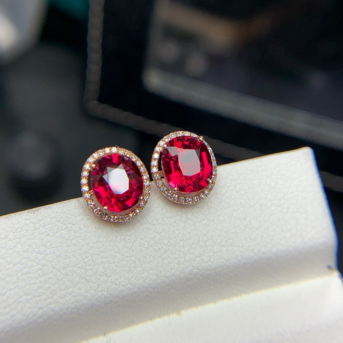 14k Gold 2.3 Ct Natural Tourmaline & Diamond Earrings - 8