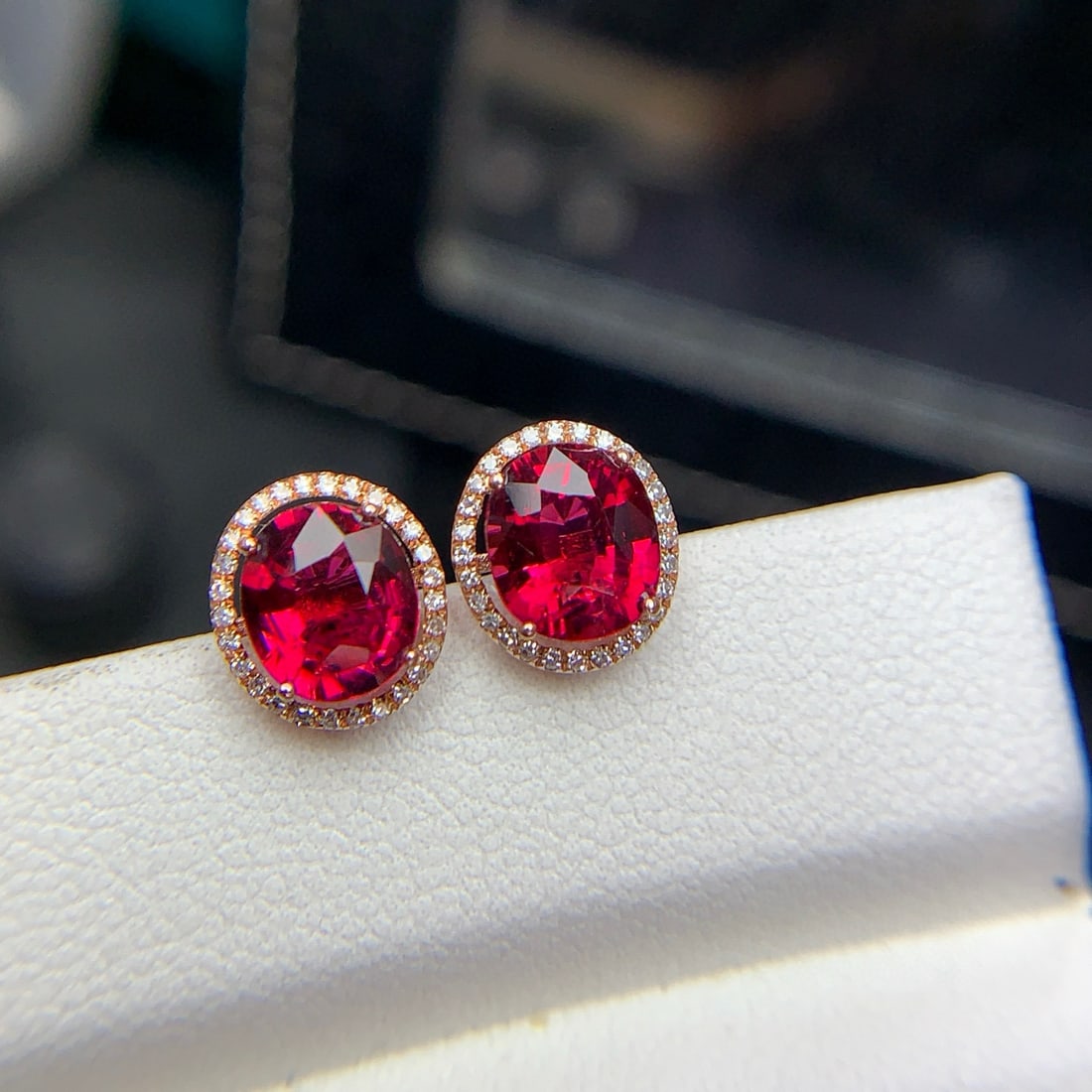 14k Gold 2.3 Ct Natural Tourmaline & Diamond Earrings - 9