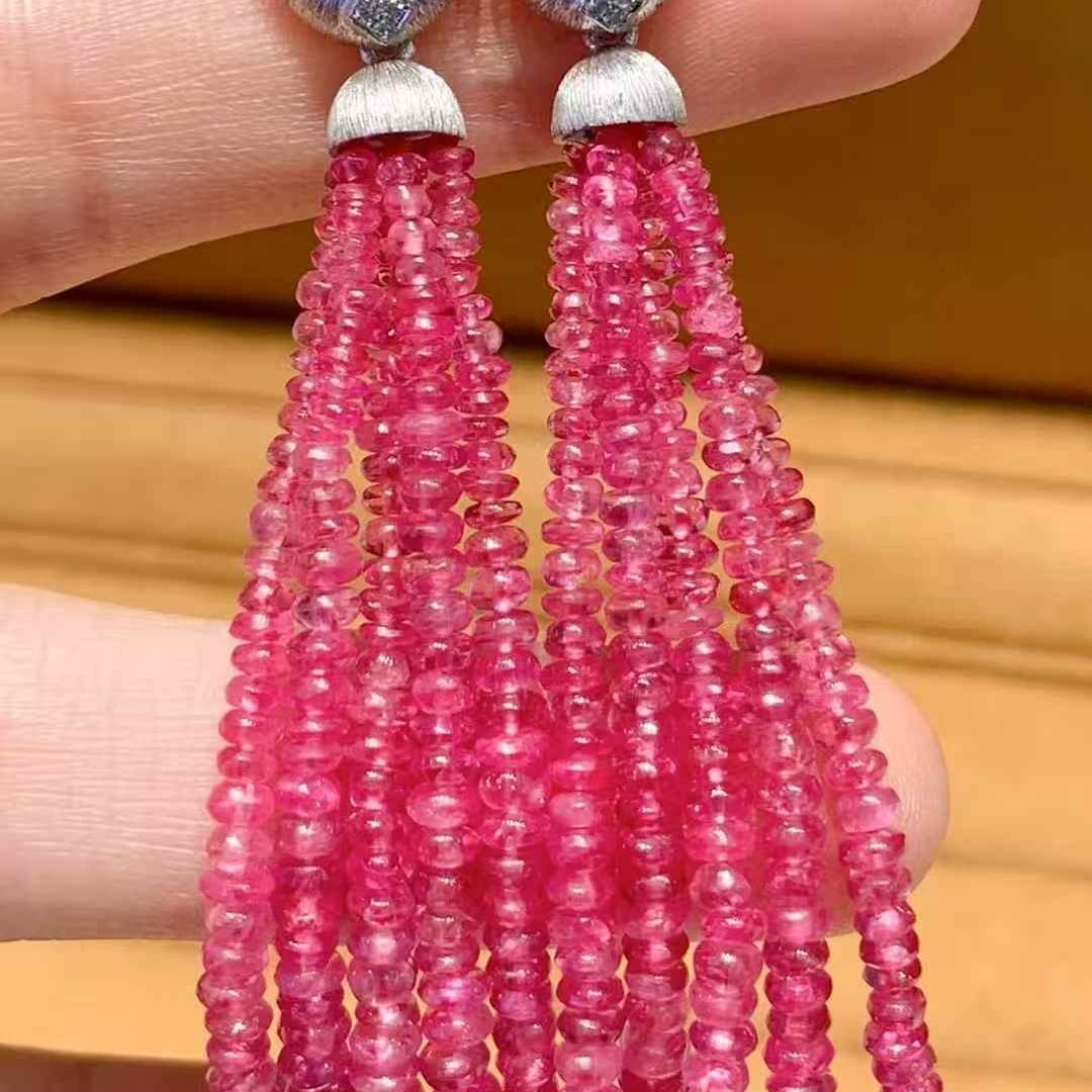 14k Gold 54.57 Ct Natural Spinel & Diamond Earrings - 2