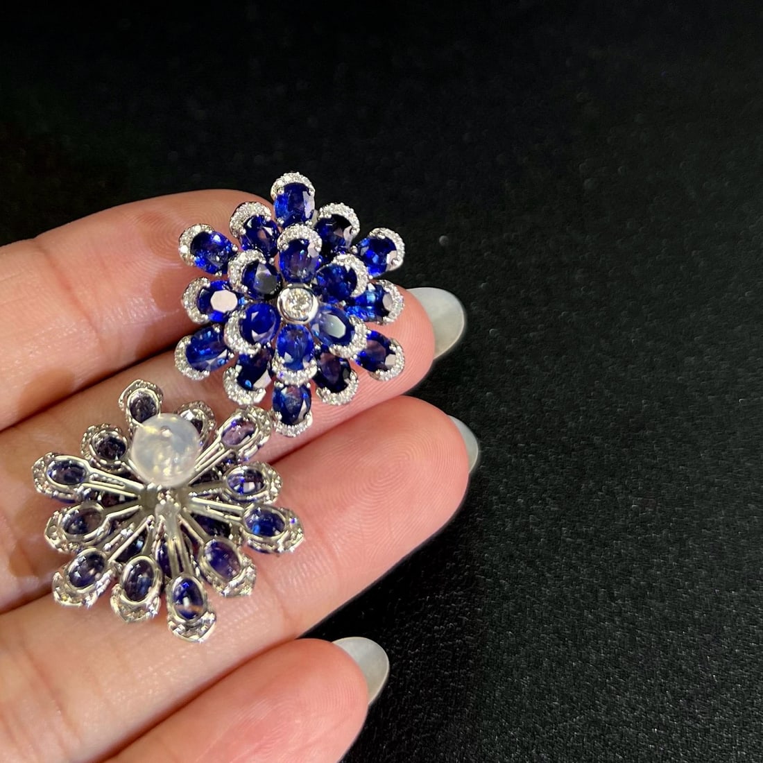 14k Gold 11.42 Ctw Vivid Blue Natural Sapphire & Diamond Earrings - 3