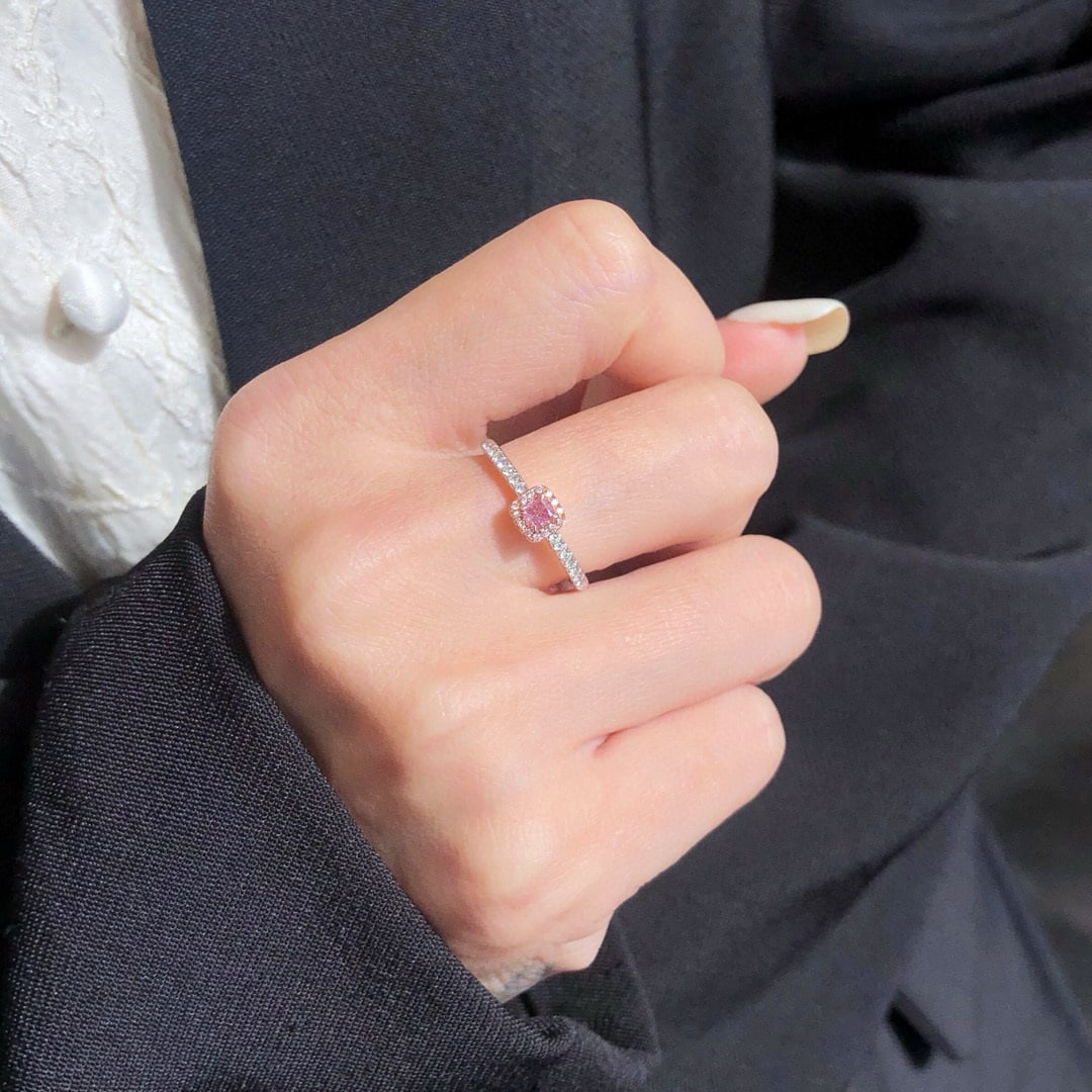 14k Gold 0.32 Ctw Natural Pink Diamond & Diamond Ring - 6