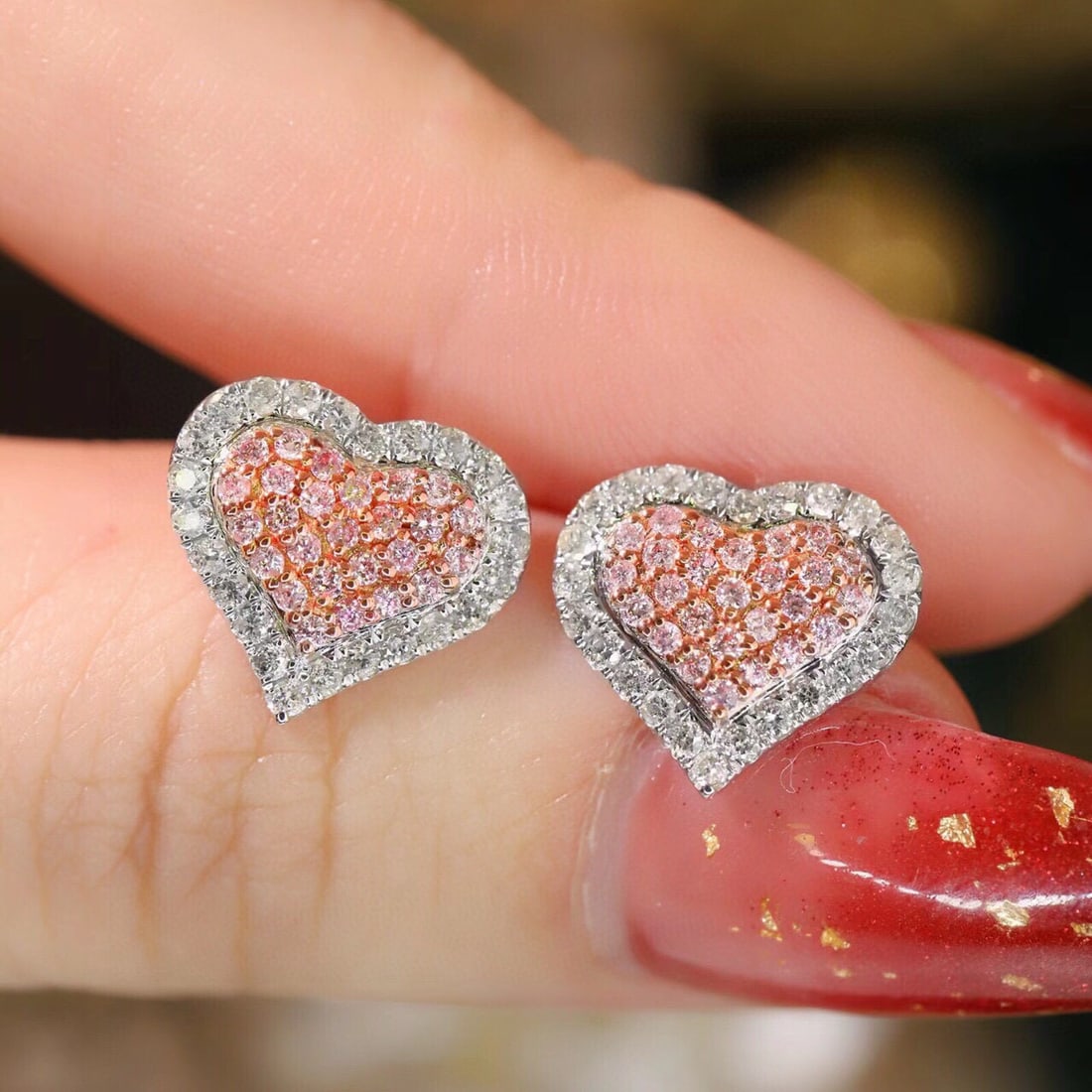 14k Gold 0.80 Ct Natural Color Diamond Earrings - 6