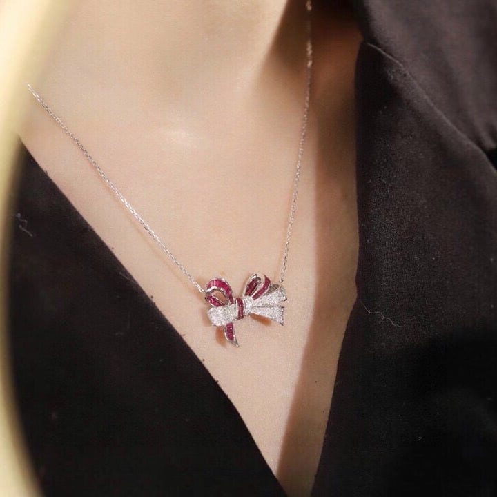 14k Gold 2.05 Ctw Natural Ruby & Diamond Necklace - 2