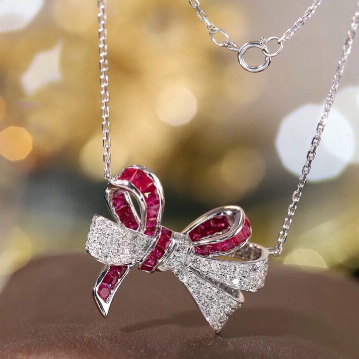 14k Gold 2.05 Ctw Natural Ruby & Diamond Necklace - 3