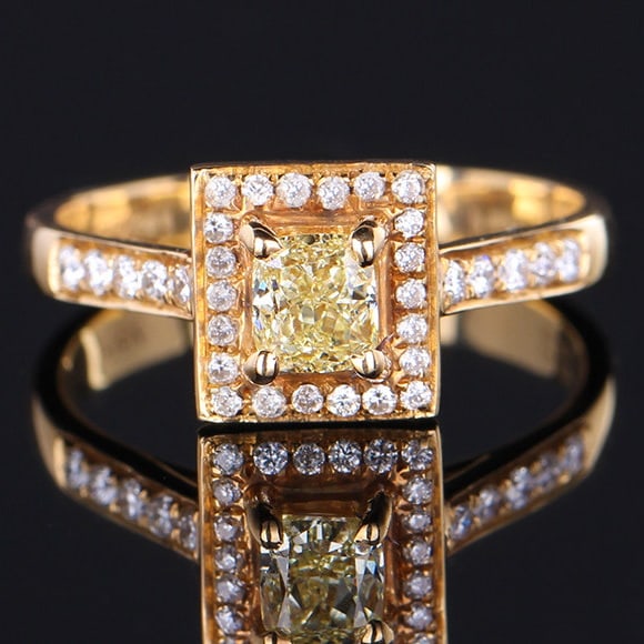 14k Gold 0.73 Ctw Natural Yellow Diamond & Diamond Ring (1 of 7)