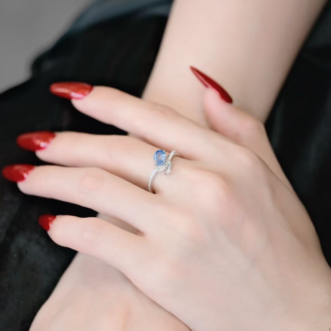 14k Gold 1.36 Ctw Natural Sapphire & Diamond Ring - 3