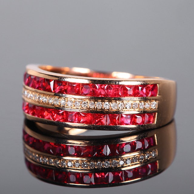 14k Gold 1.18 Ctw Natural Ruby & Diamond Ring - 3