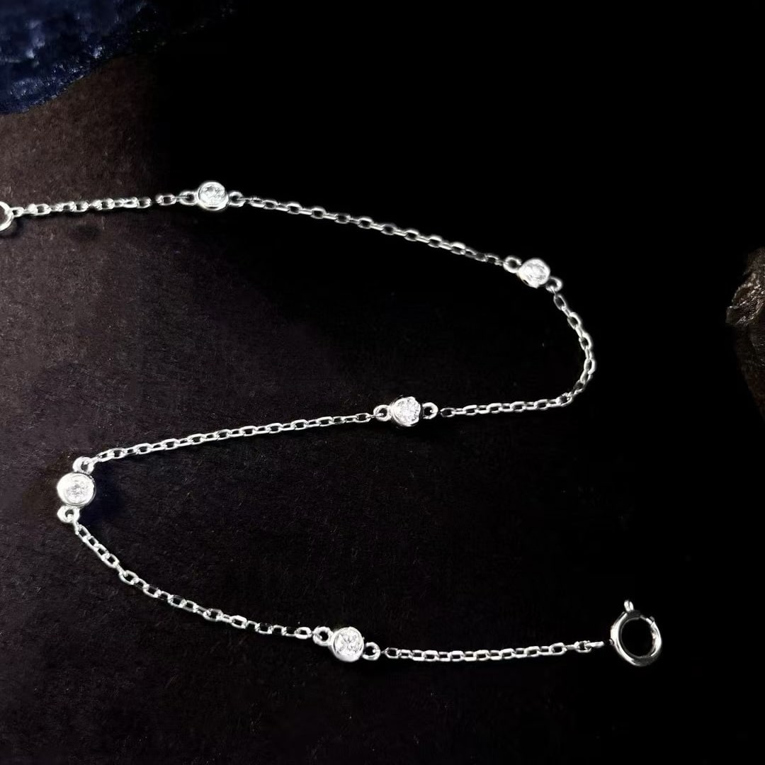 14k Gold 0.18 Ct Natural H Diamond Bracelet - 4