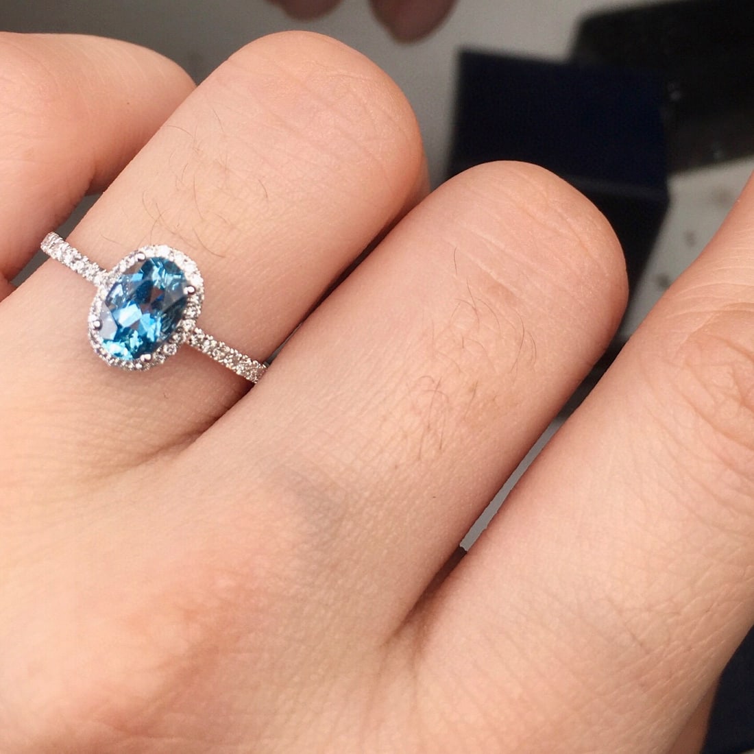 14k Gold 1.1 Ct Natural Aquamarine & Diamond Ring - 8