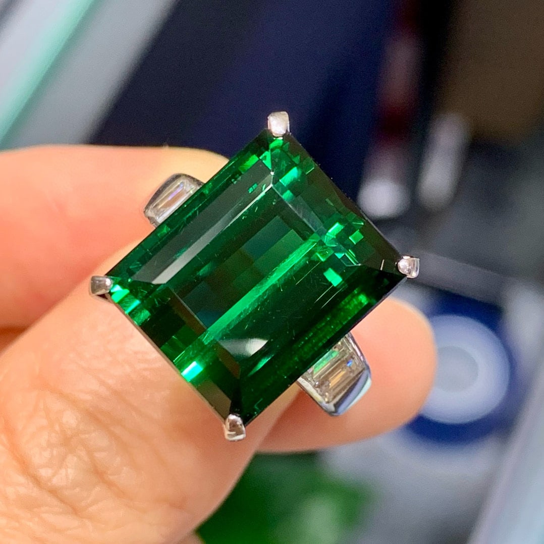 14k Gold 16.29 Ctw Natural Tourmaline & Diamond Ring - 7