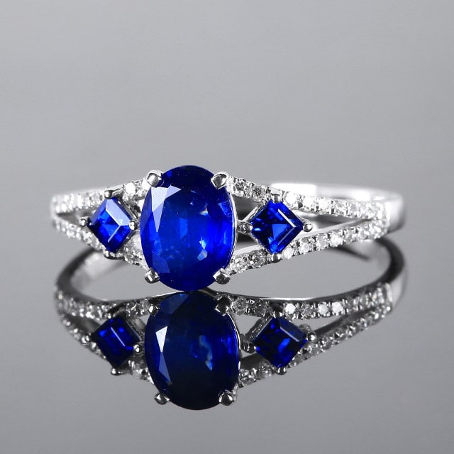 14k Gold 1.02 Ctw Natural Sapphire & Sapphire Ring - 2