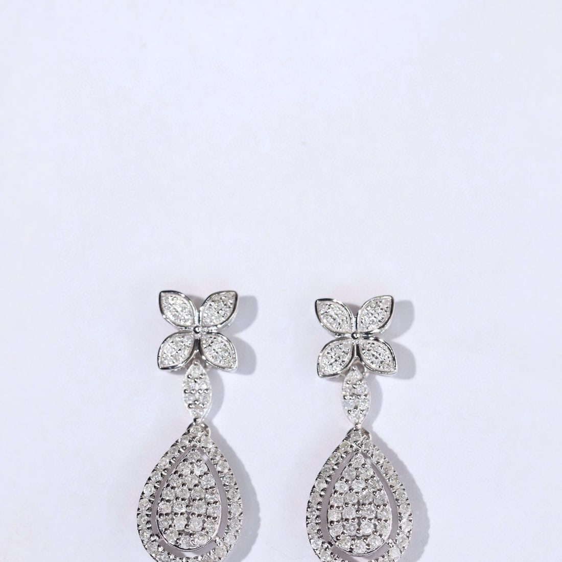 14k Gold 1.2 Ct Natural H Diamond Earrings - 4