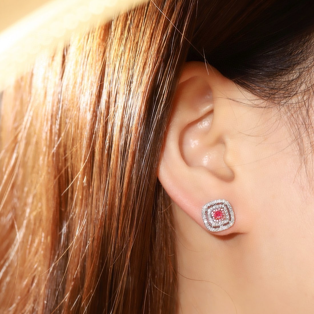 14k Gold 0.70 Ctw Natural Pink Diamond & Diamond Earrings - 8