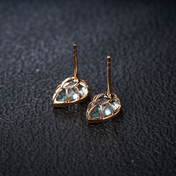 14k Gold 2 Ct Natural Aquamarine Earrings - 5