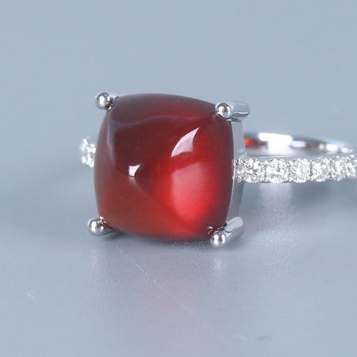 14k Gold 5.19 Ctw Natural Garnet & Diamond Ring - 2