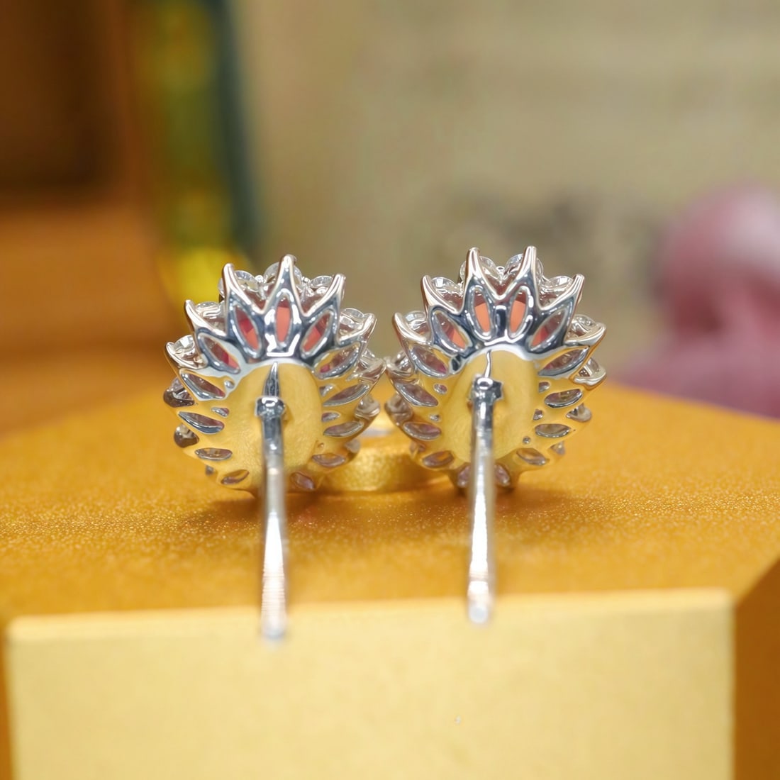 14k Gold 1.74 Ctw Natural Spinel & Diamond Earrings - 4