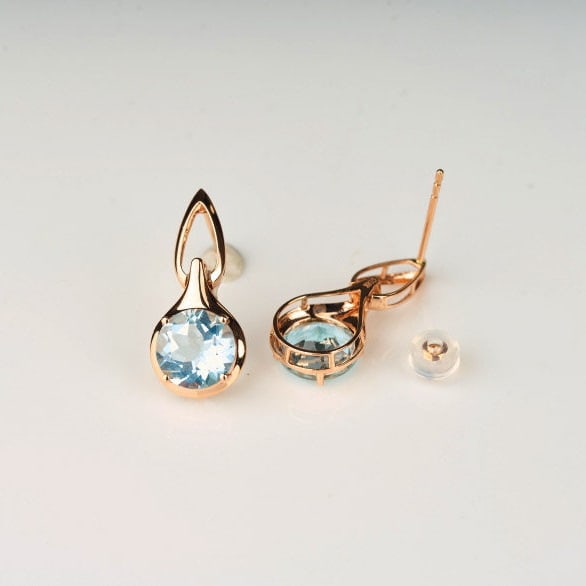 14k Gold 3.19 Ct Natural Aquamarine Earrings - 8