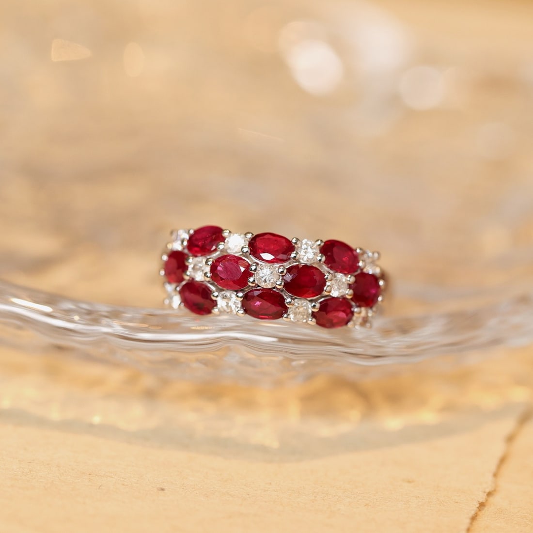 14k Gold 2.35 Ctw Vivid Red Natural Ruby & Diamond Ring: Ref:231112037 // gold content:14k gold // ring size:7. 25us // // main gemstone:ruby // shape:oval // carat weight:1. 91ct // color:vivid red // treatment:natural // // adjacent gemstone 2 :