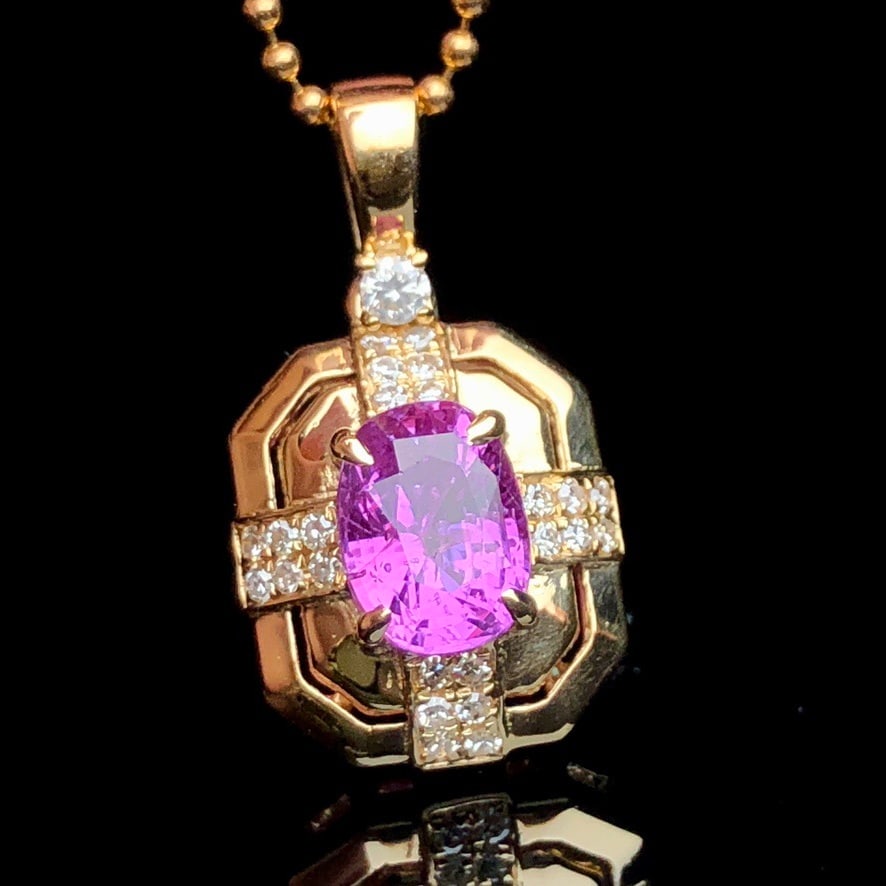 14k Gold 1.13 Ctw Natural Sapphire & Diamond Pendant( Without Chain ) - 6