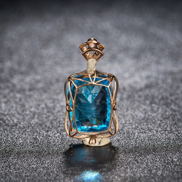 14k Gold 20.3 Ct Natural Topaz & Diamond Pendant( Without Chain ) - 5