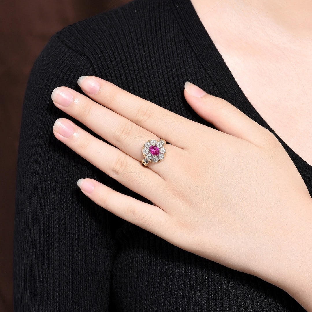 14k Gold 1.34 Ctw Natural Sapphire & Diamond Ring - 5