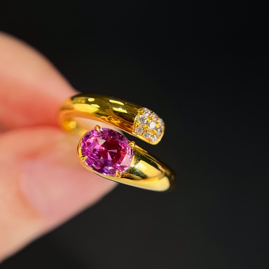 14k Gold 1.19 Ctw Natural Padparadscha Sapphire & Diamond Ring - 4