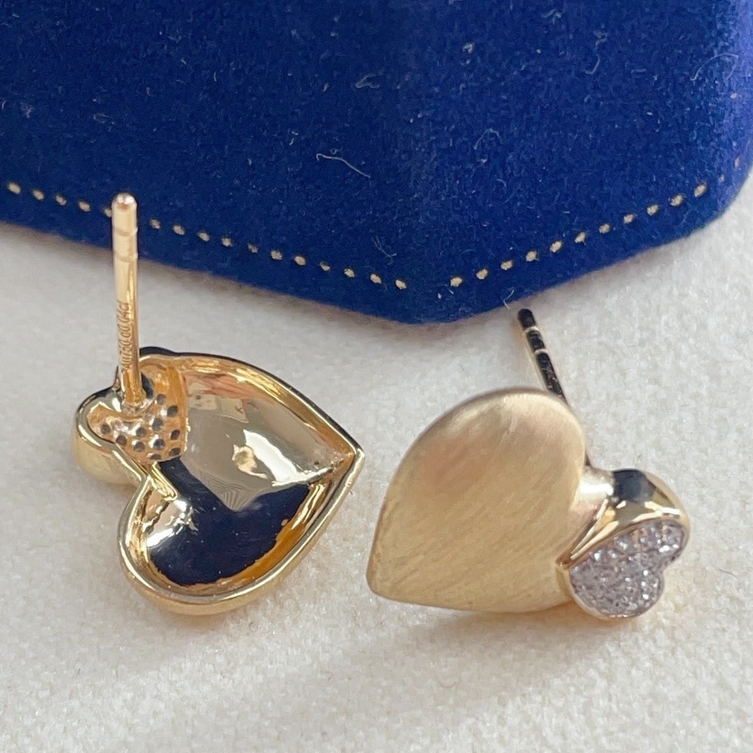 14k Gold 0.15 Ct Natural H Diamond Earrings - 4