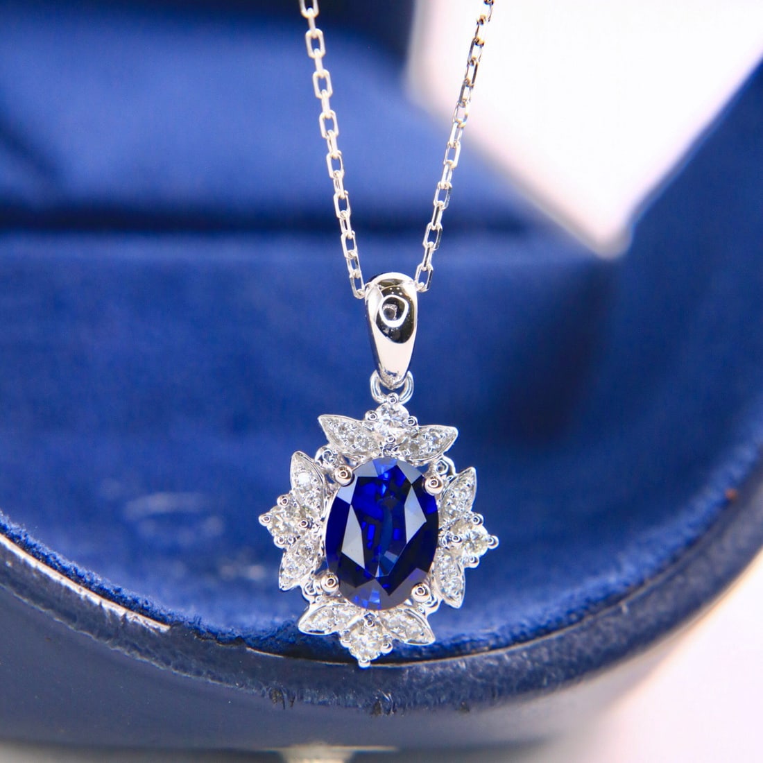 14k Gold 1.25 Ctw Natural Sapphire & Diamond Pendant( Without Chain ) - 3