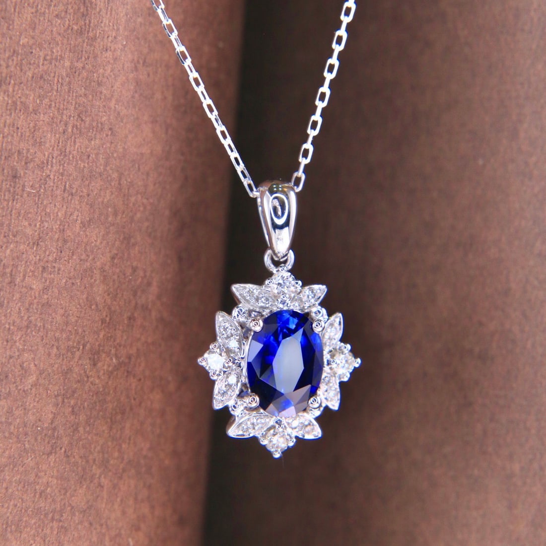 14k Gold 1.25 Ctw Natural Sapphire & Diamond Pendant( Without Chain ) - 6