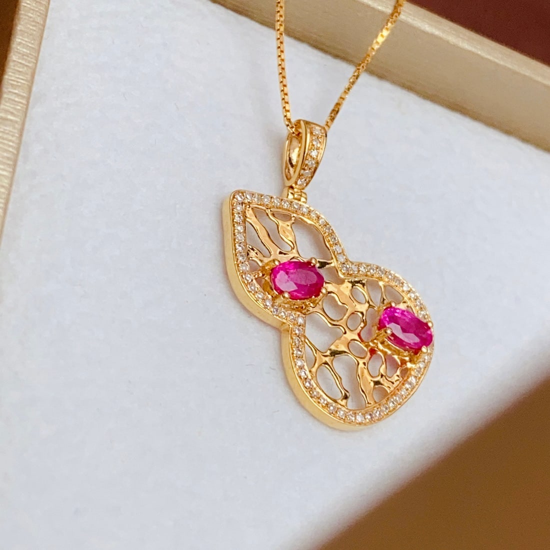 14k Gold 1.00 Ct Natural Ruby & Diamond Pendant( Without Chain ) - 3