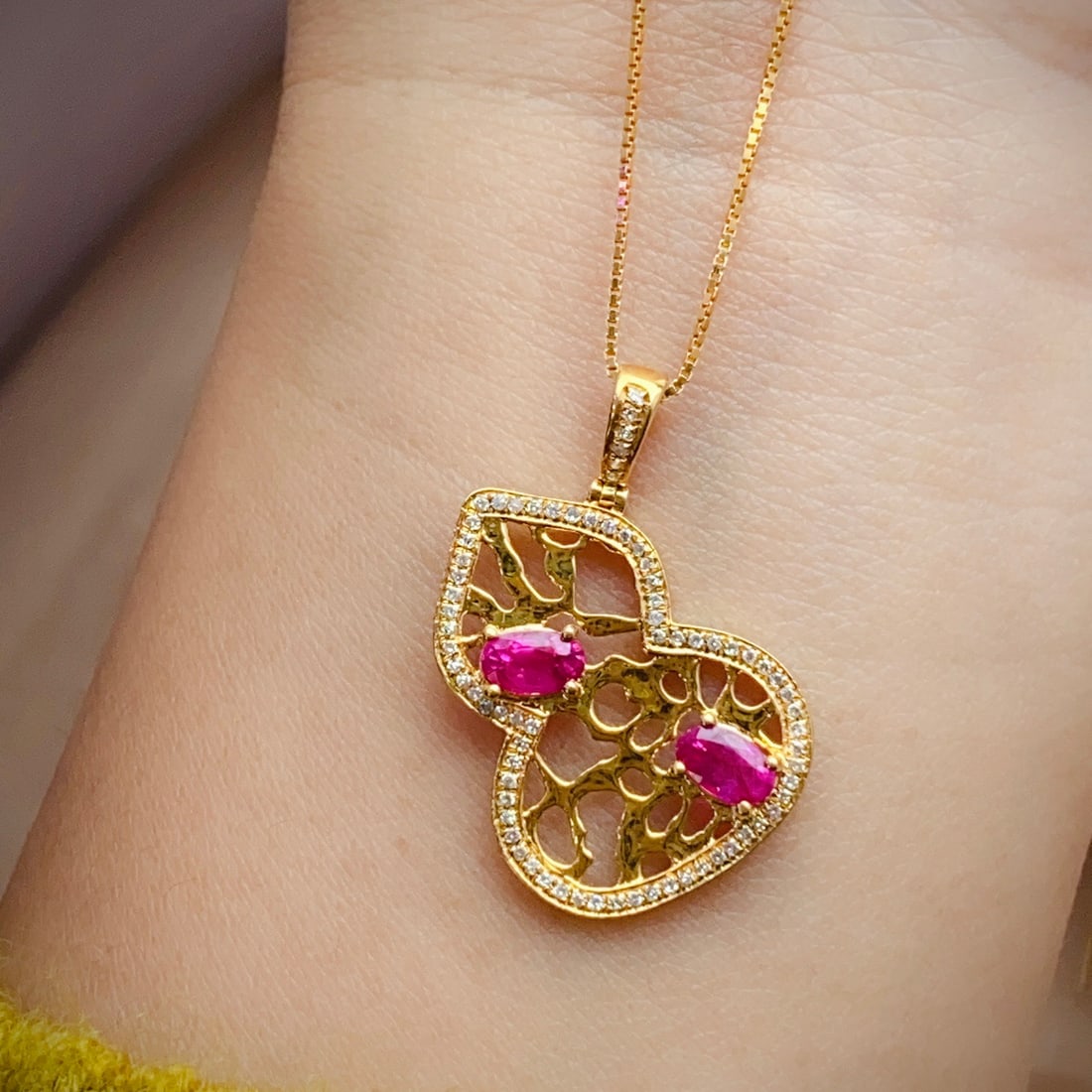 14k Gold 1.00 Ct Natural Ruby & Diamond Pendant( Without Chain ) - 5