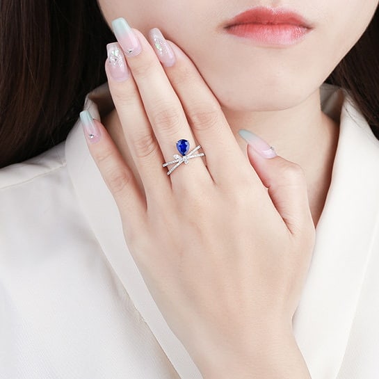 14k Gold 1.59 Ctw Natural Sapphire & Diamond Ring - 6