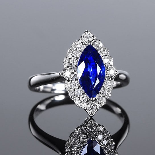 14k Gold 1.75 Ctw Natural Sapphire & Diamond Ring - 2