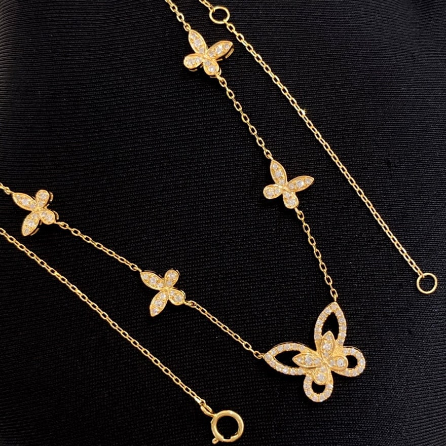 14k Gold 0.85 Ct Natural H Diamond Necklace - 6