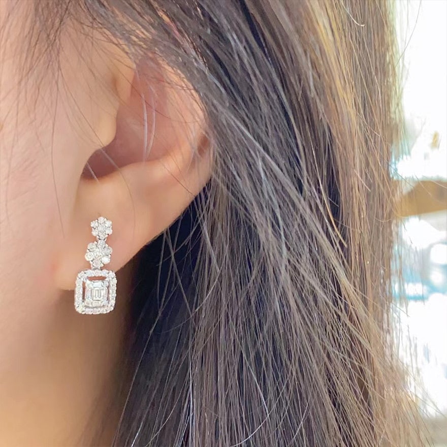 14k Gold 0.9 Ct Natural H Diamond Earrings - 4