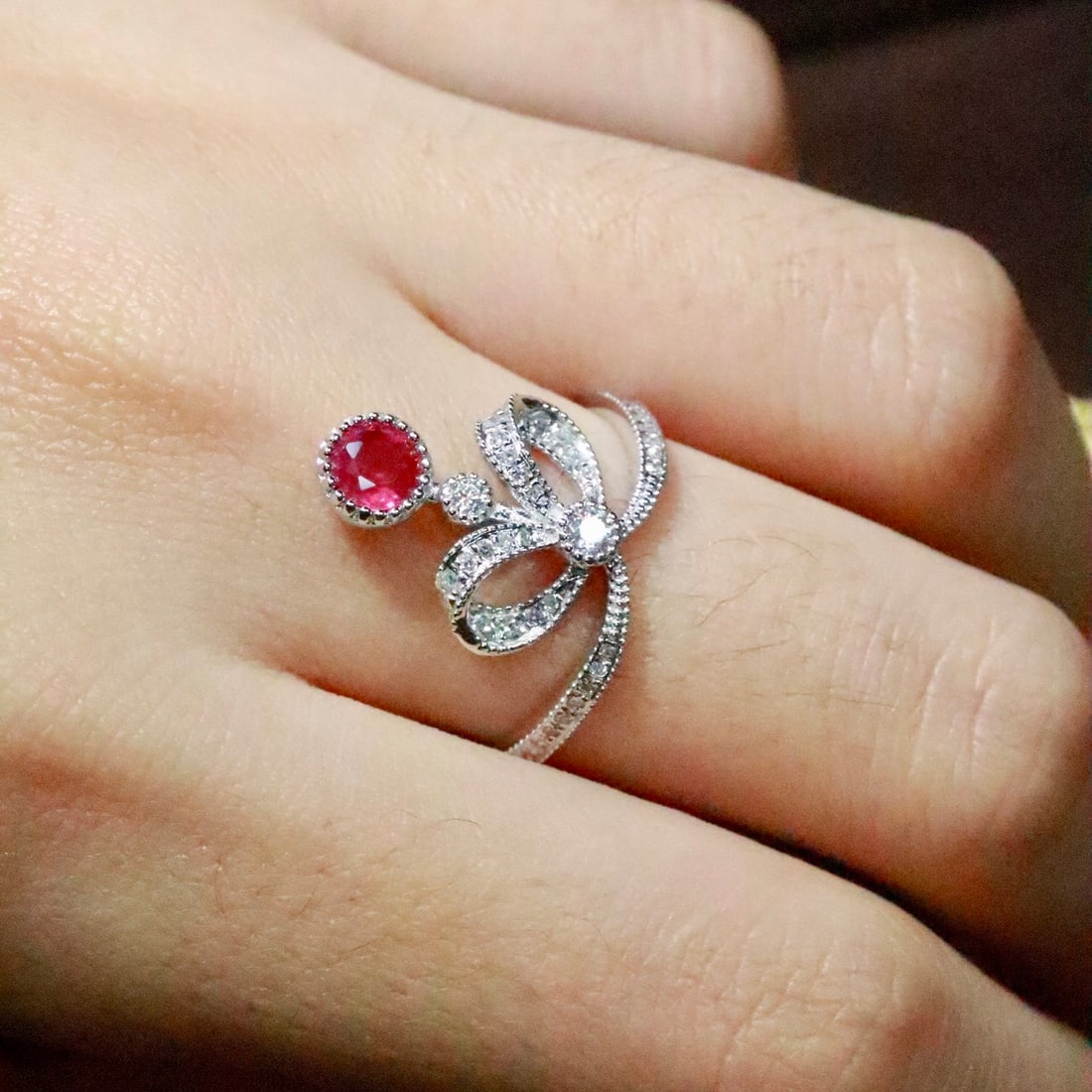 14k Gold 0.54 Ctw Natural Ruby & Diamond Ring - 5