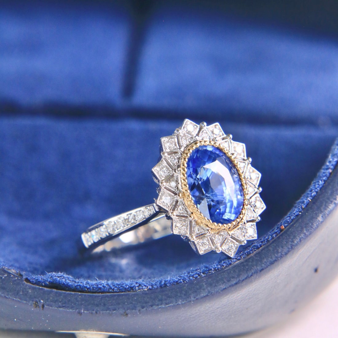 14k Gold 3.00 Ctw Natural Sapphire & Diamond Ring/pendant( Without Chain ) - 2