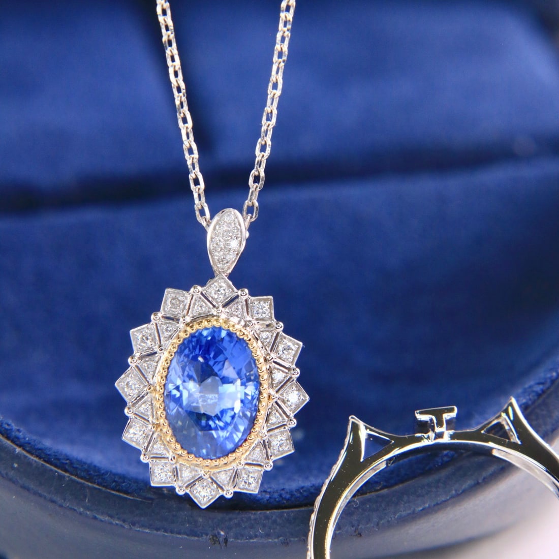 14k Gold 3.00 Ctw Natural Sapphire & Diamond Ring/pendant( Without Chain ) - 5