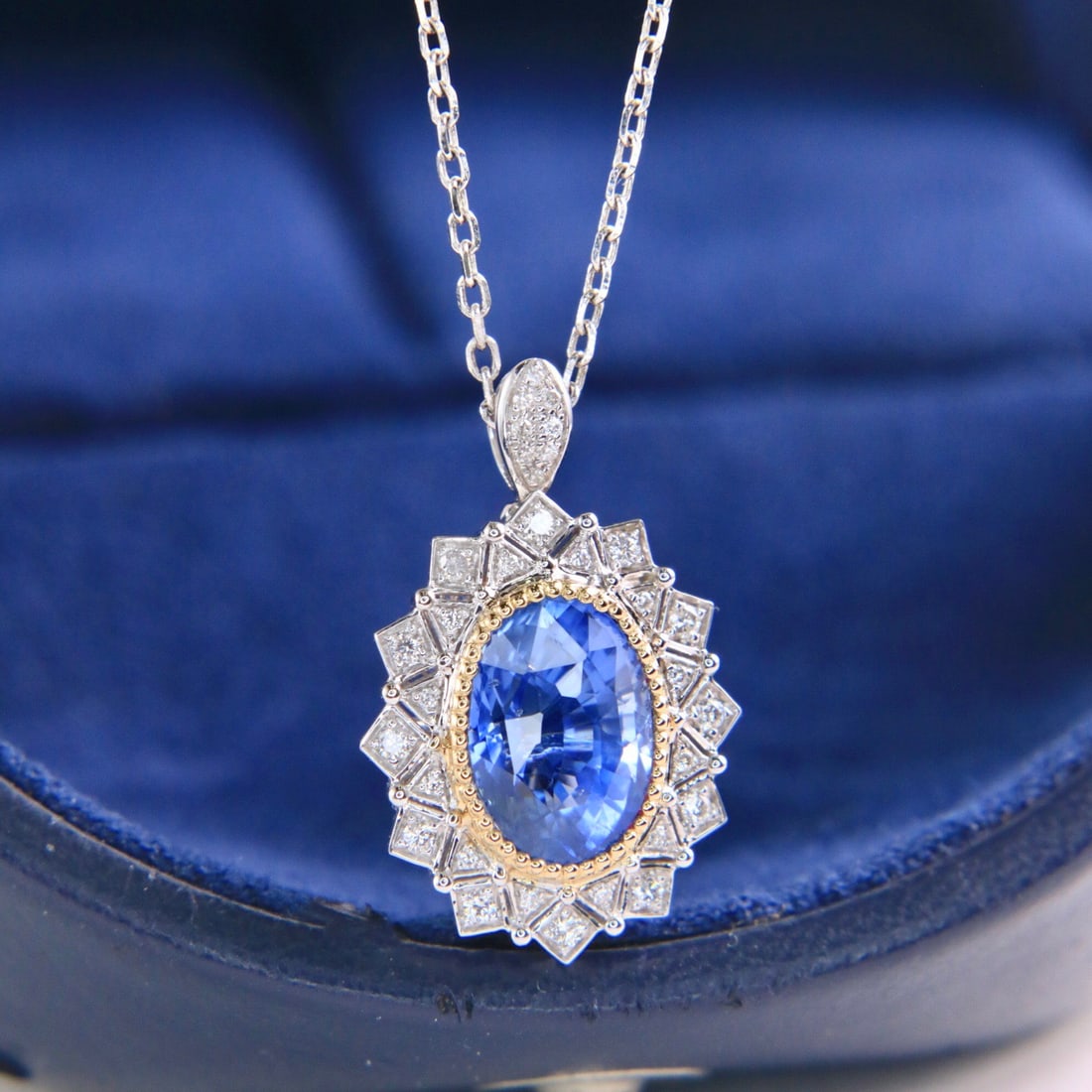 14k Gold 3.00 Ctw Natural Sapphire & Diamond Ring/pendant( Without Chain ) - 6