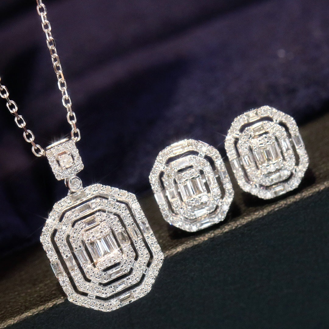 14k Gold 0.66 Ctw Natural H Diamond Jewelry Set - 3