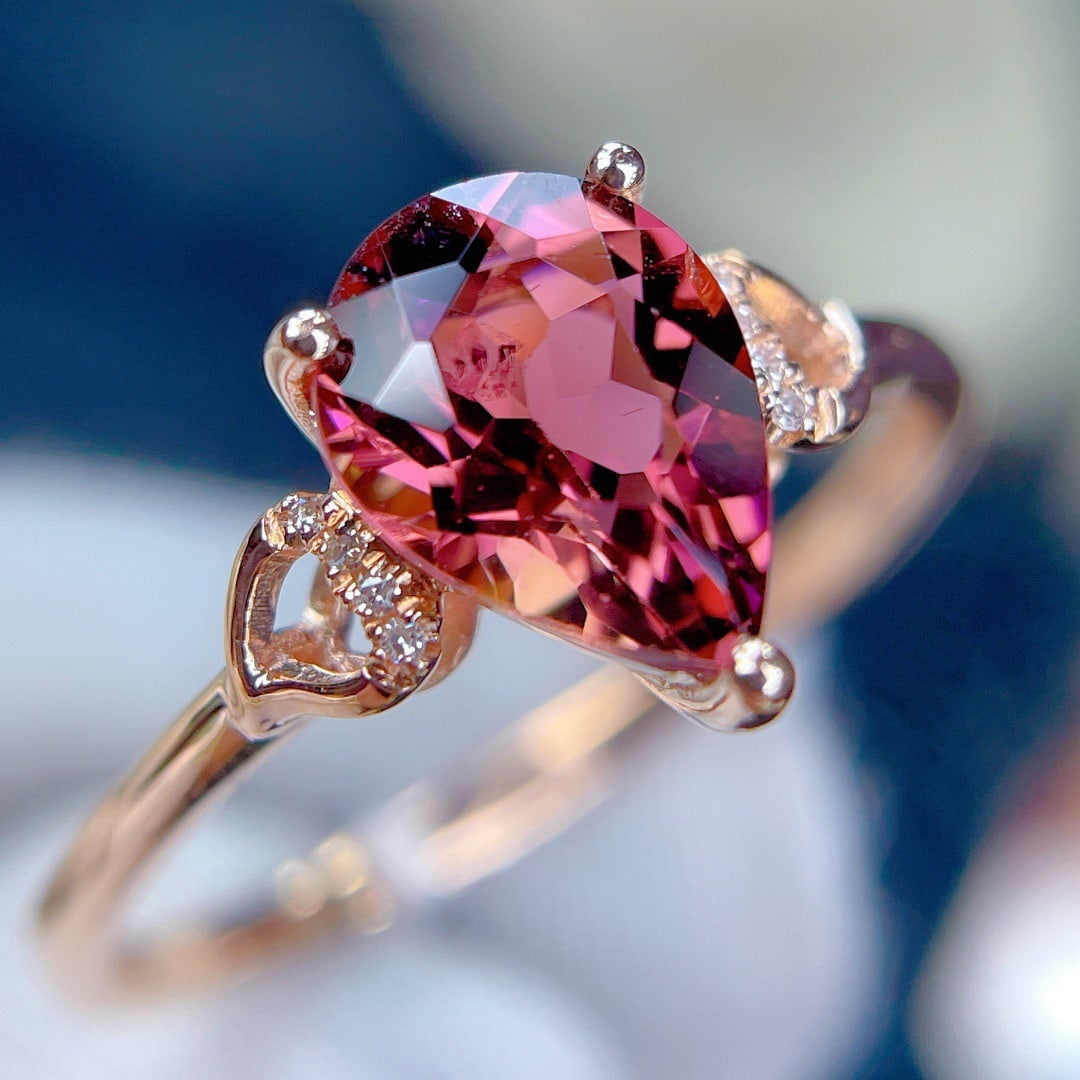 14k Gold 1.6 Ct Natural Tourmaline & Diamond Ring - 5